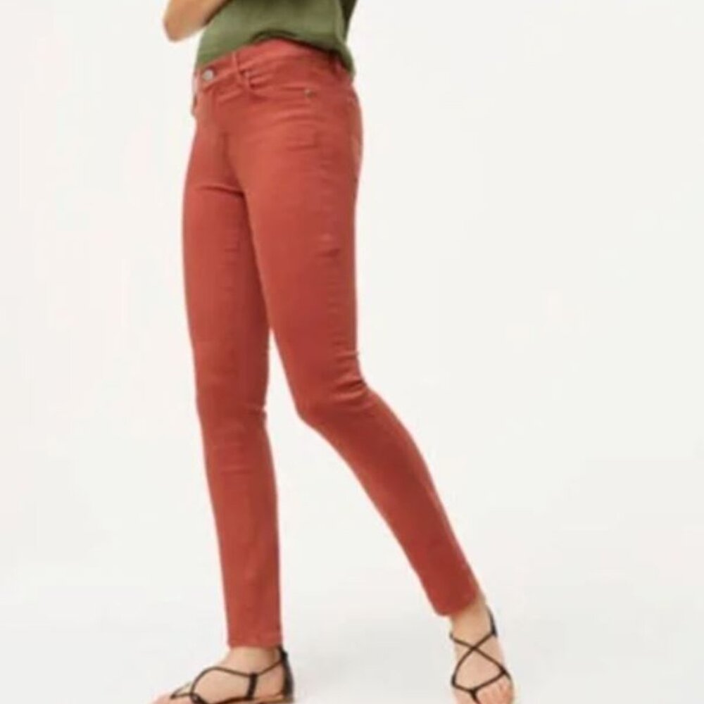 NWOT Ann Taylor LOFT Brick Red Modern Skinny Jeans, Size 25/0